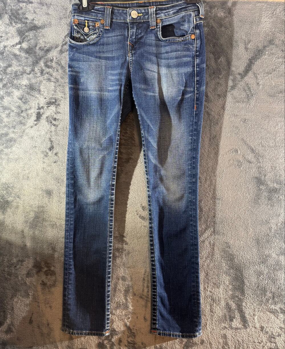 True Religion Julie Low Rise Skinny Jeans Girls 14 Fits Womens 24 XXS Y2K Blue